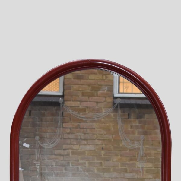 1940's red lacquered arc mirror