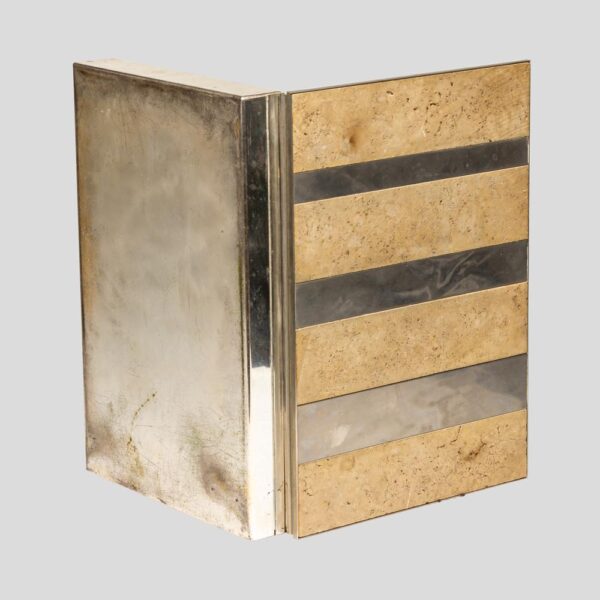 Italian design Travertine marble and silver plate box