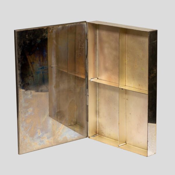 Italian design Travertine marble and silver plate box