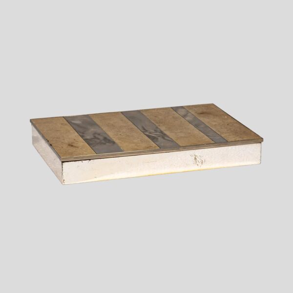 Italian design Travertine marble and silver plate box