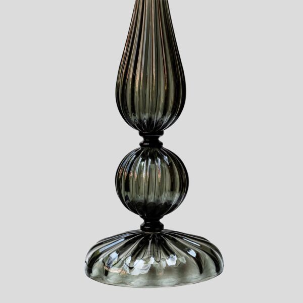 Pair of tall smoke grey Blown Murano glass table lamps