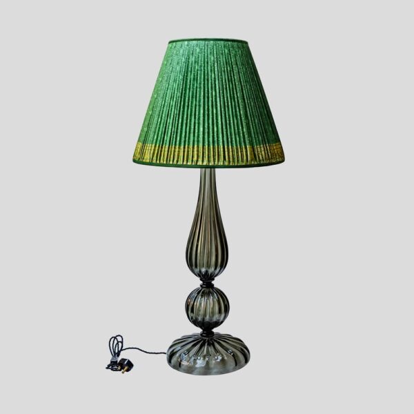 Pair of tall smoke grey Blown Murano glass table lamps