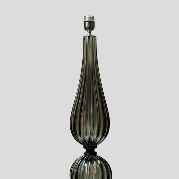 Pair of tall smoke grey Blown Murano glass table lamps
