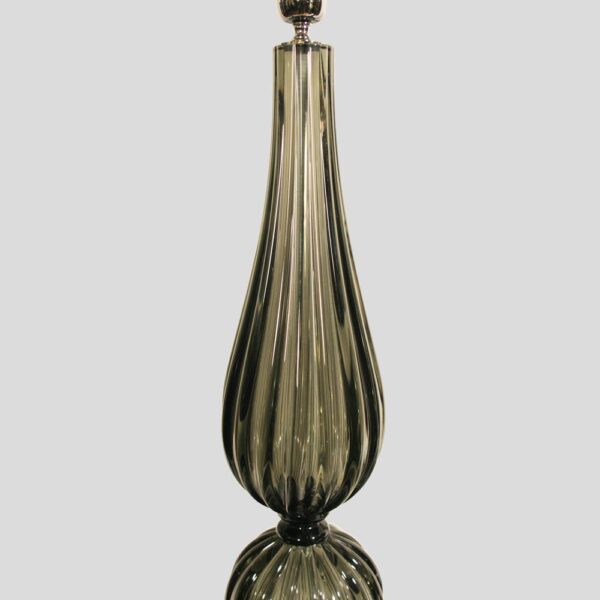 Pair of tall smoke grey Blown Murano glass table lamps