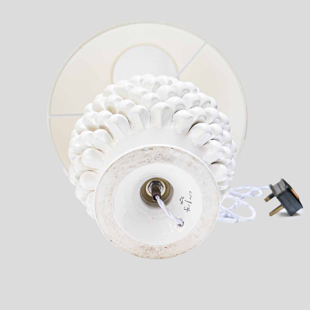 Pair of Vintage Pine cone shape white ceramic table lamps-FM2063 (10)