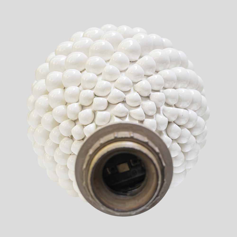 Pair of Vintage Pine cone shape white ceramic table lamps-FM2063 (17)