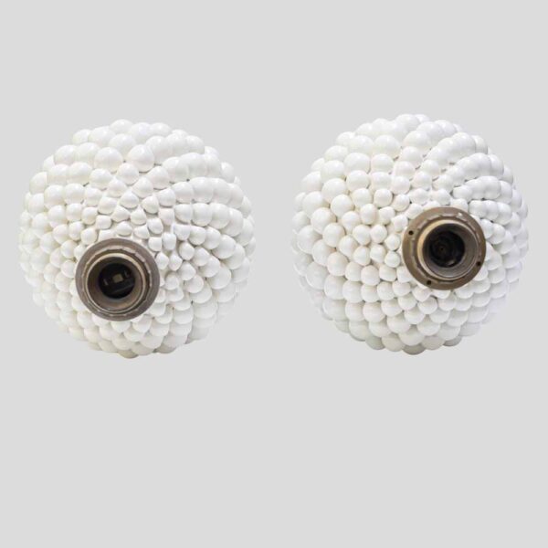 Pair of Vintage Pine cone shape white ceramic table lamps