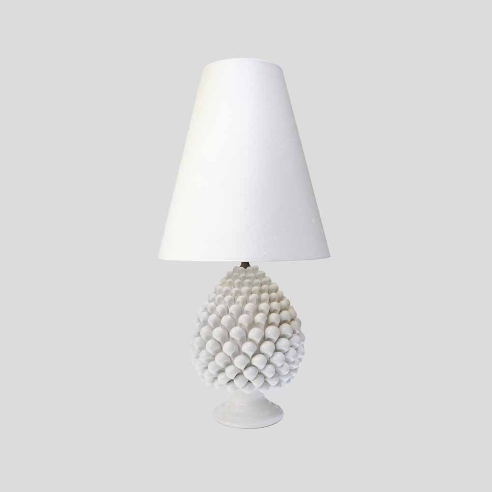 Pair of Vintage Pine cone shape white ceramic table lamps-FM2063 (6)