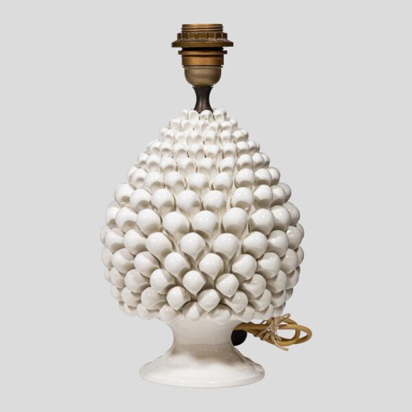 Pair of Vintage Pine cone shape white ceramic table lamps