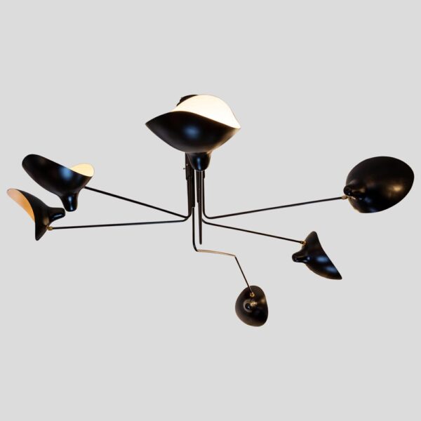 Black color Serge Mouille design 6 arms ceiling light
