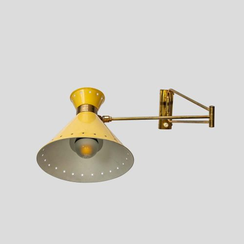 Yellow color shade Rene Mathieu for Lunel sconce