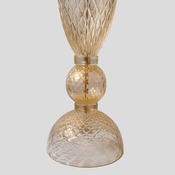 Pair of tall blown clear glass with gold inclusion table lamps