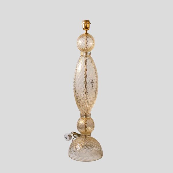 Pair of tall blown clear glass with gold inclusion table lamps