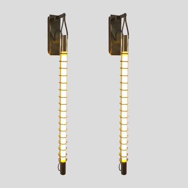 Pair of Franco Albini Attributed brass rings wall lights