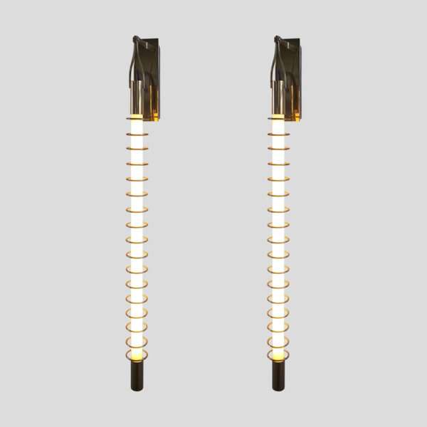 Pair of Franco Albini Attributed brass rings wall lights