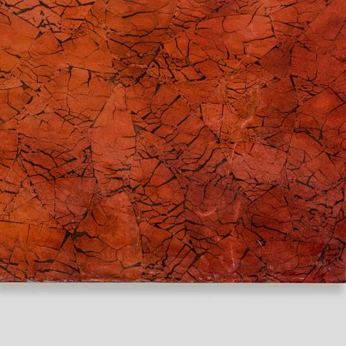 Long 1970s Red lacquer crackleware console table by Enrique Garcel