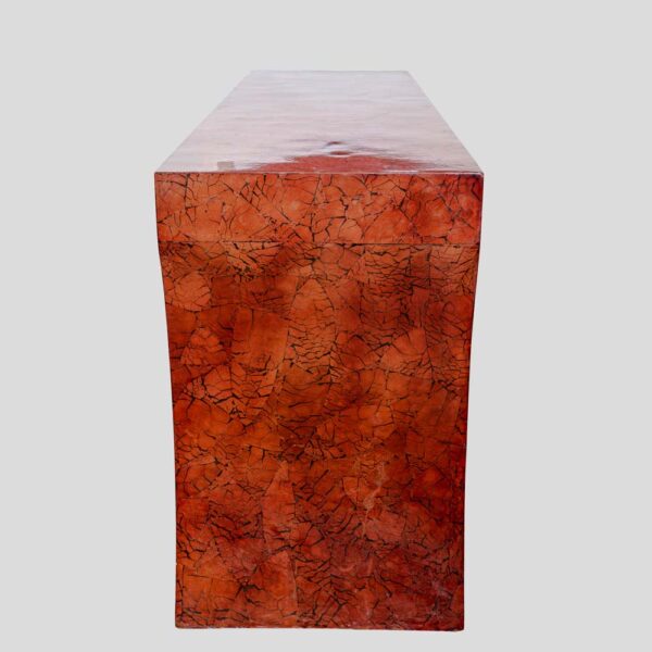 Long 1970s Red lacquer crackleware console table by Enrique Garcel