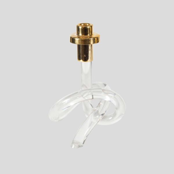 1960s Single candlestick Pretzel lucite and brass