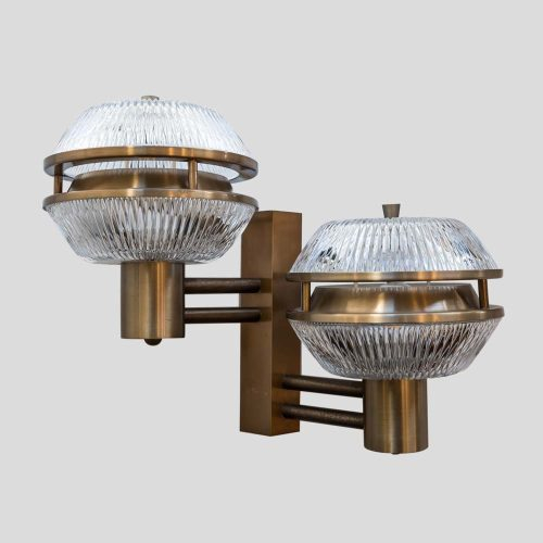 Pair of flying saucers wall lights attributed to Sergio Mazza