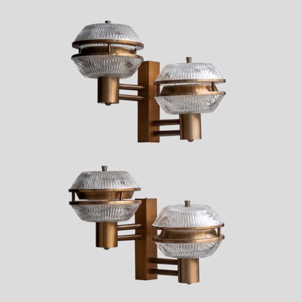 Pair of flying saucers wall lights attributed to Sergio Mazza