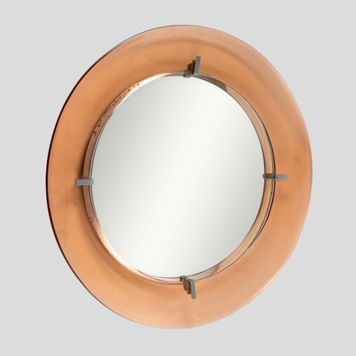 1960s Peach color Cristal Arte design circular mirror