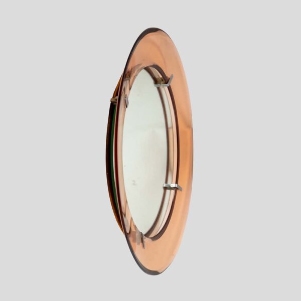 1960s Peach color Cristal Arte design circular mirror