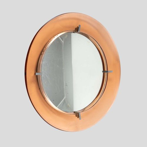 1960s Peach color Cristal Arte design circular mirror