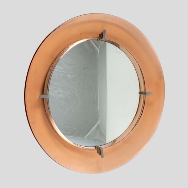 1960s Peach color Cristal Arte design circular mirror
