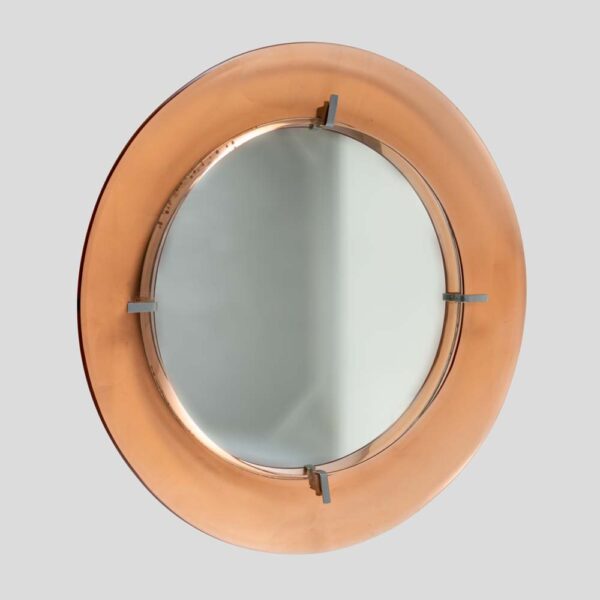 1960s Peach color Cristal Arte design circular mirror
