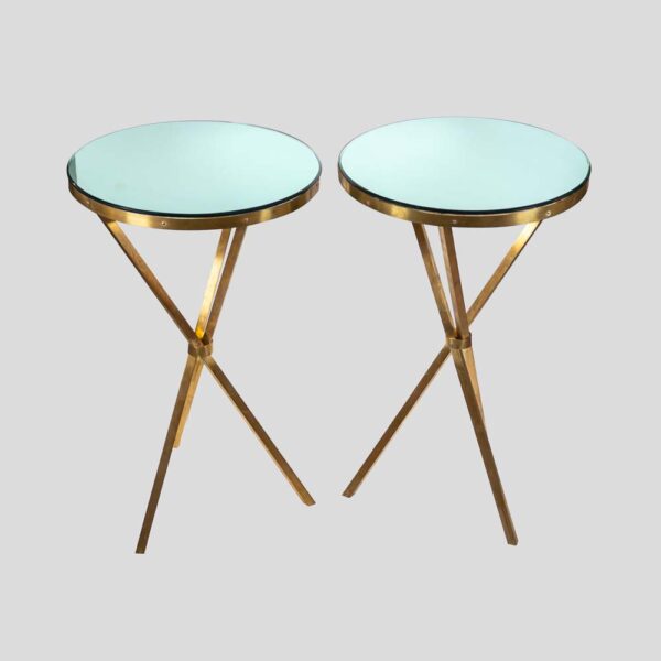 Pair of Italian design brass Gueridon side table