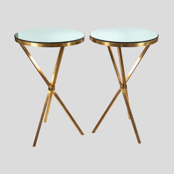Pair of Italian design brass Gueridon side table