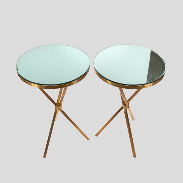 Pair of Italian design brass Gueridon side table