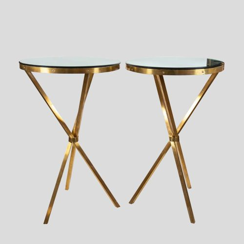 Pair of Italian design brass Gueridon side table