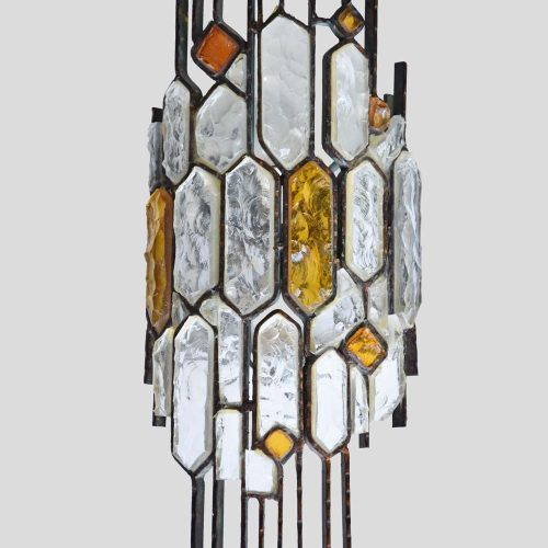1970s Hammered glass single wall light by Longobard