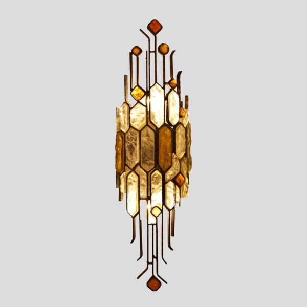 1970s Hammered glass single wall light by Longobard
