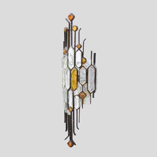 1970s Hammered glass single wall light by Longobard