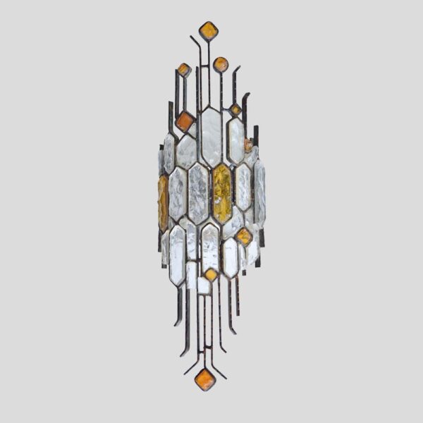 1970s Hammered glass single wall light by Longobard