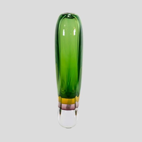 Green Yellow submerged art glass vase by Silvano Signoreto