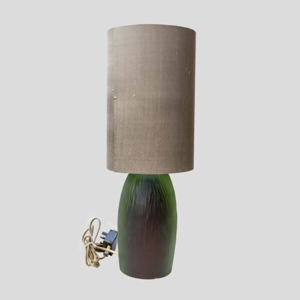 Pair of Murano mink green submerso Battuto table lamps