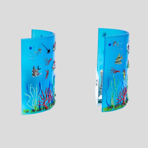 Pair of blue colour Murano glass aquarium wall lights