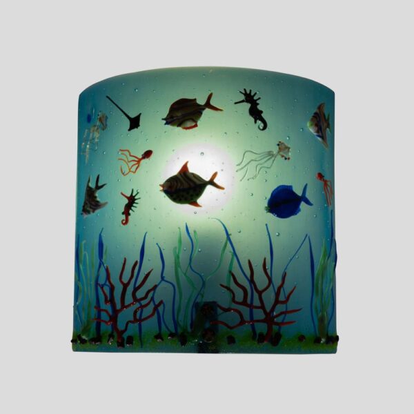Pair of blue colour Murano glass aquarium wall lights