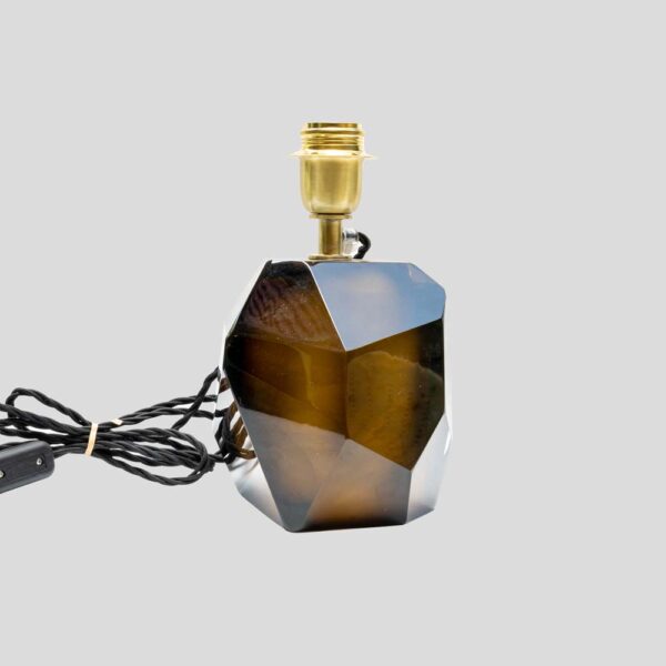 Pair of tobacco colour Murano Diamond Cut Faceted glass table lamps