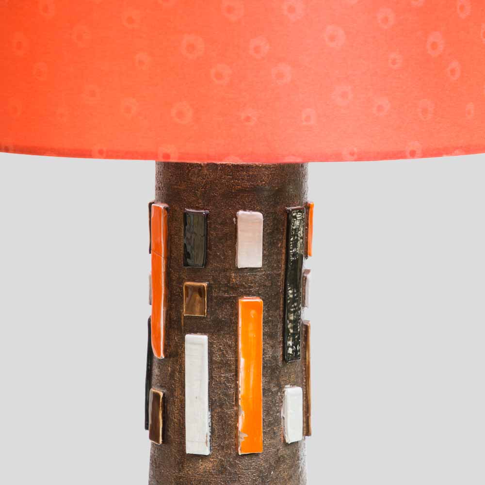 1950s Terra Orange and White Studio Ceramic Lamp by Aldo Londi-FM1029 (1)