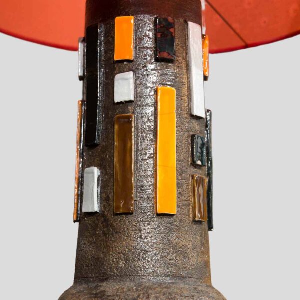 1950s Terra Orange and White Studio Ceramic Lamp by Aldo Londi