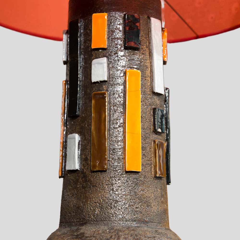 1950s Terra Orange and White Studio Ceramic Lamp by Aldo Londi-FM1029 (2)