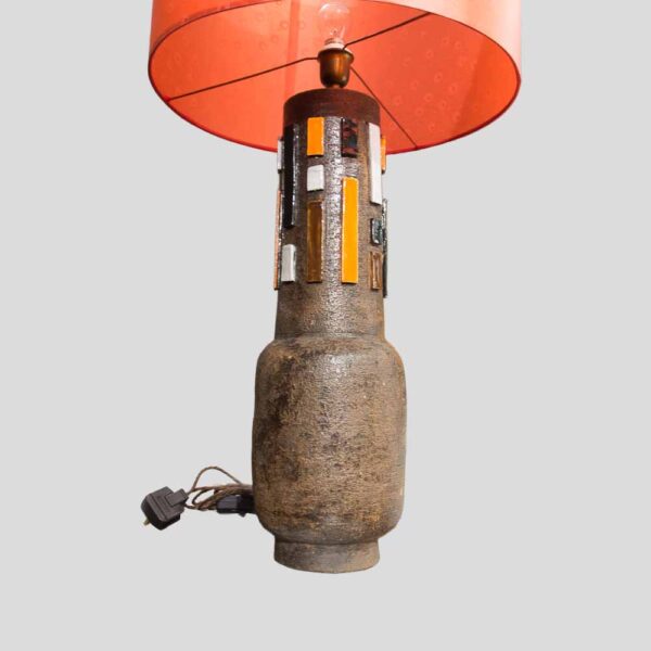 1950s Terra Orange and White Studio Ceramic Lamp by Aldo Londi