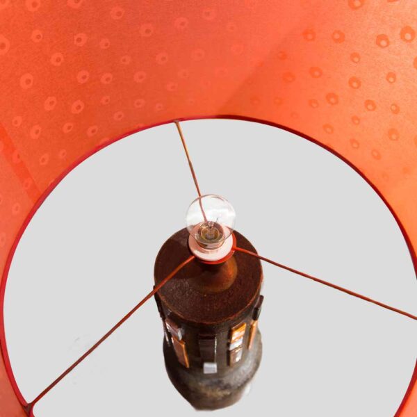 1950s Terra Orange and White Studio Ceramic Lamp by Aldo Londi