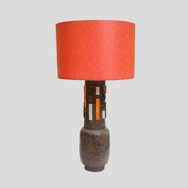 1950s Terra Orange and White Studio Ceramic Lamp by Aldo Londi