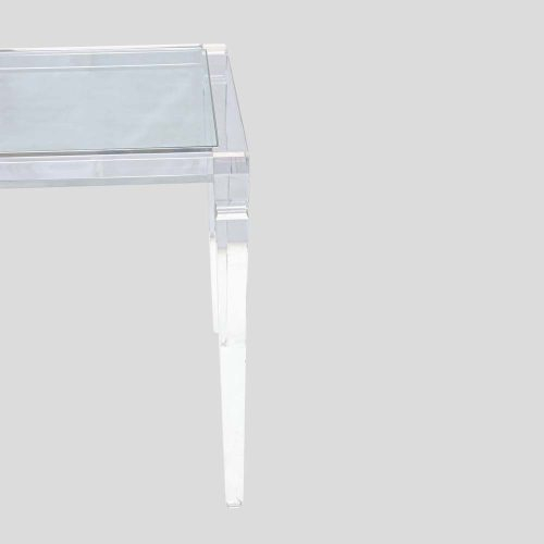 1970s Italian design clear perspex side table with glass top