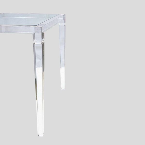 1970s Italian design clear perspex side table with glass top